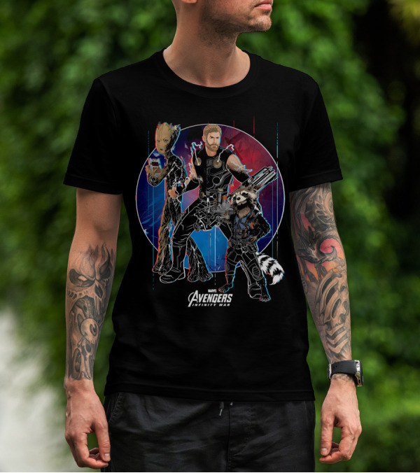 Marvel Avengers Infinity War Thor Groot Rocket Guardians T-Shirt