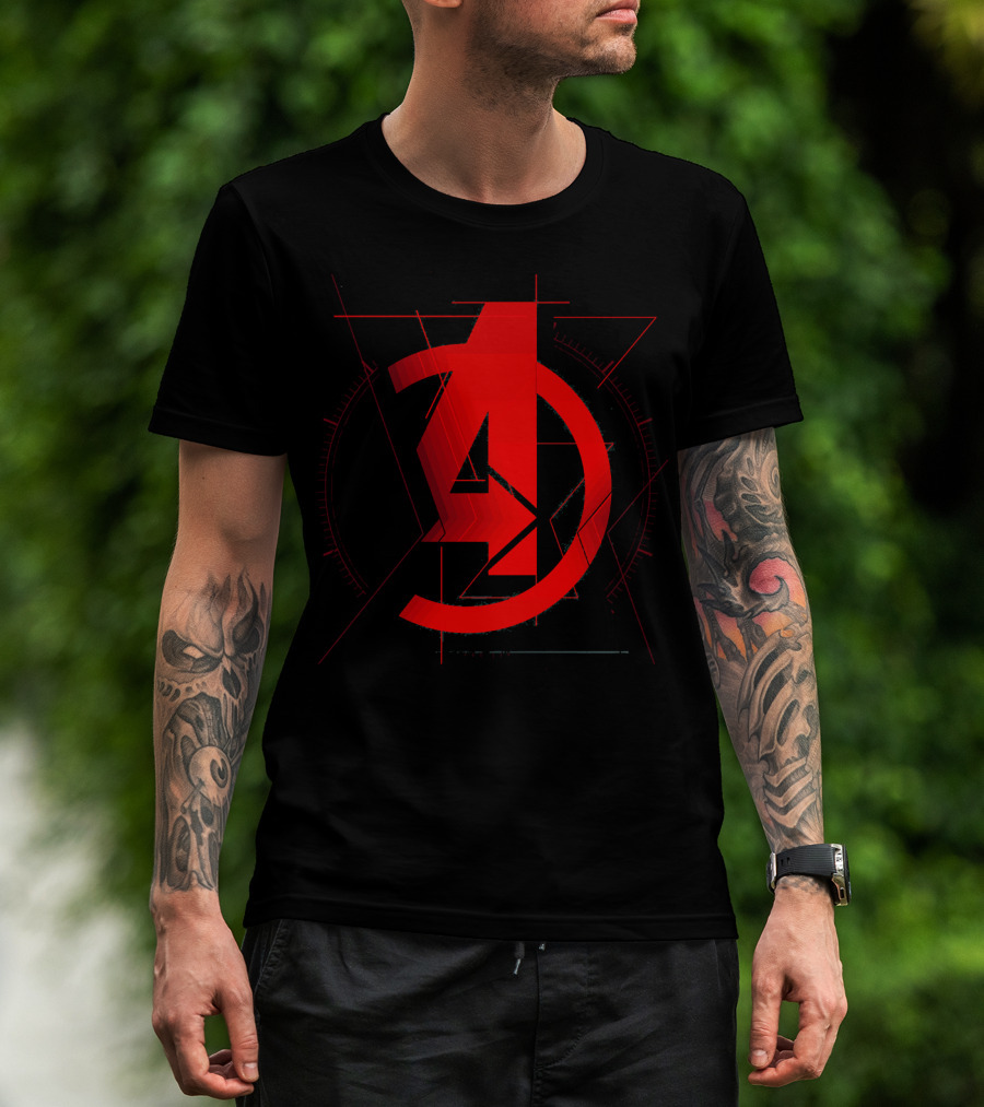 Marvel Avengers Red A And Black Widow Icon T-Shirt