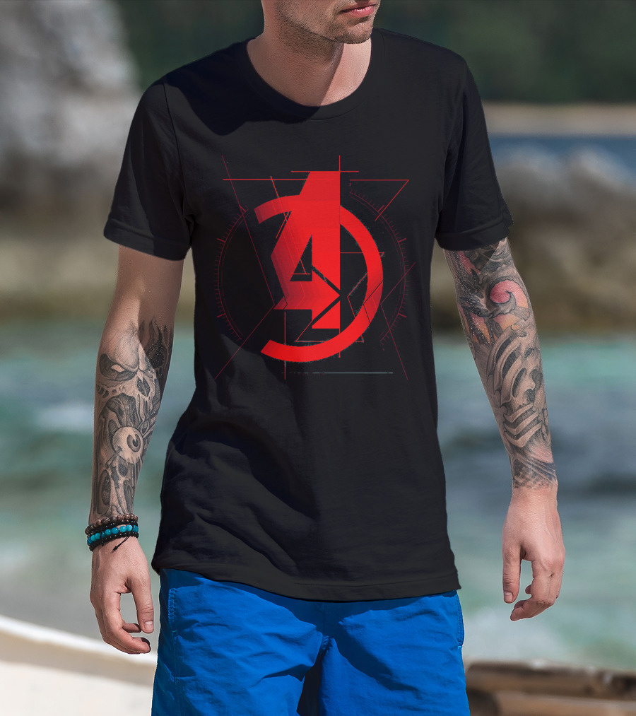Marvel Avengers Red A And Black Widow Icon T-Shirt