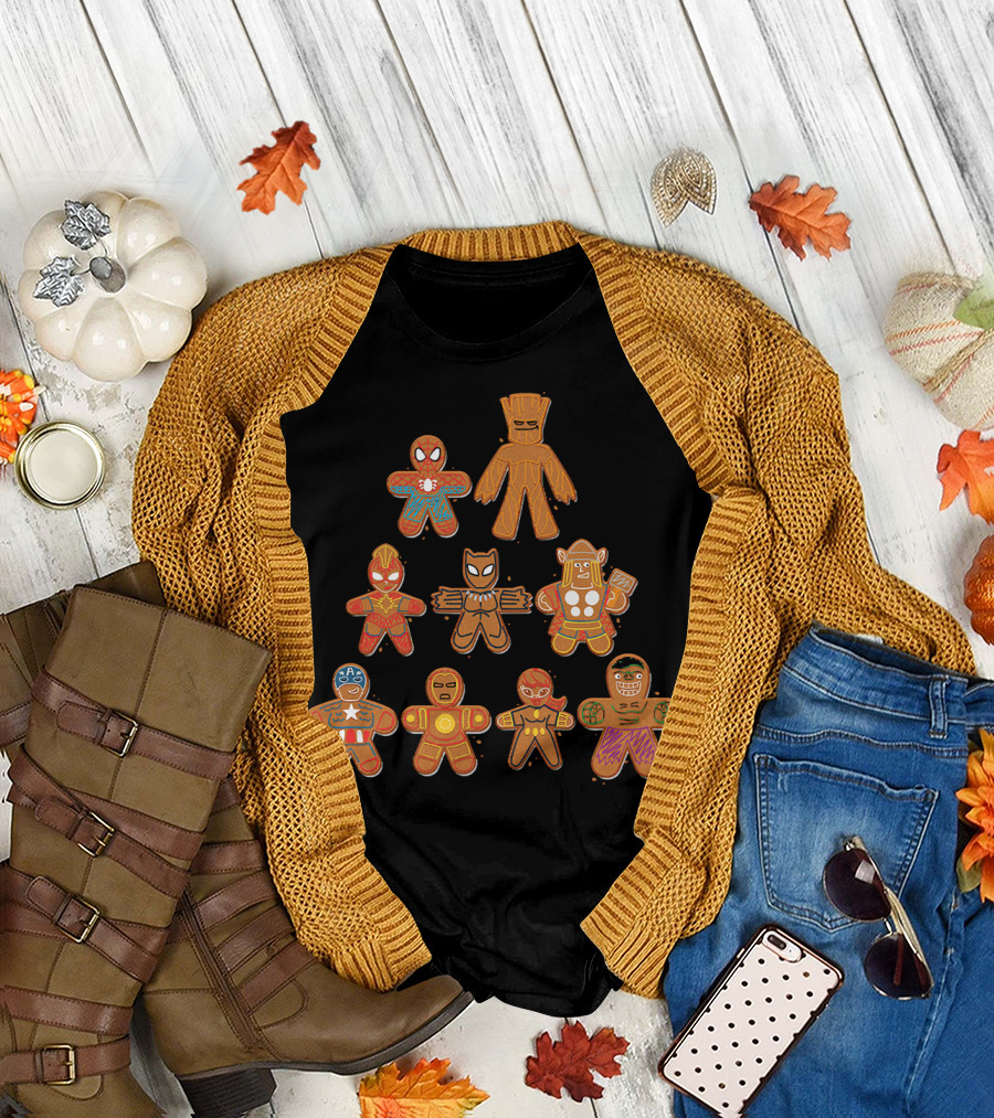 Marvel Avengers Gingerbread Heroes Tree T-Shirt