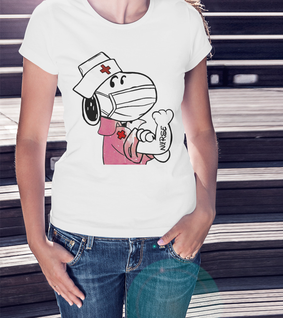 Snoopy Nurse With Arm Tattoo Showing Strength T-Shirt