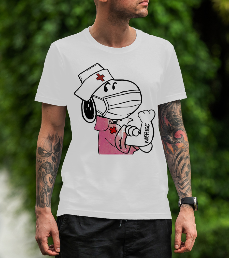 Snoopy Nurse With Arm Tattoo Showing Strength T-Shirt