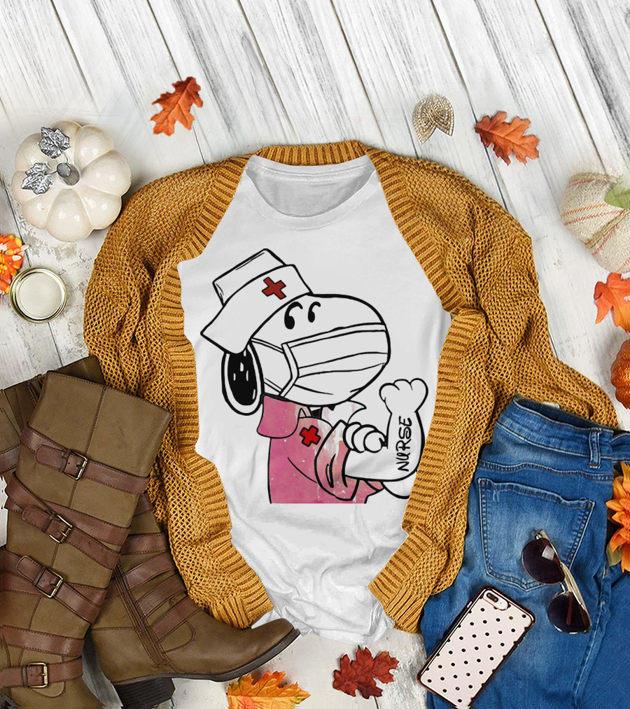 Snoopy Nurse with Arm Tattoo Showing Strength T-Shirt