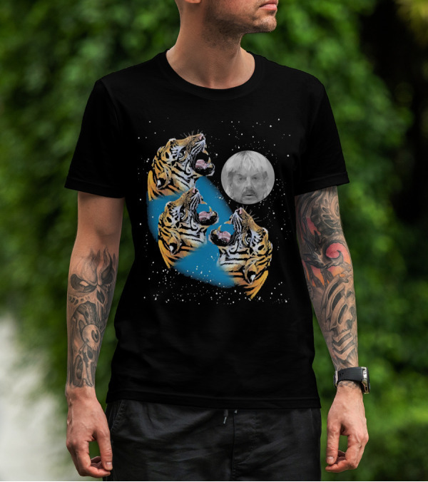 Joe Exotic Moon Three Tiger King Roaring Tiger Ladies T-Shirt