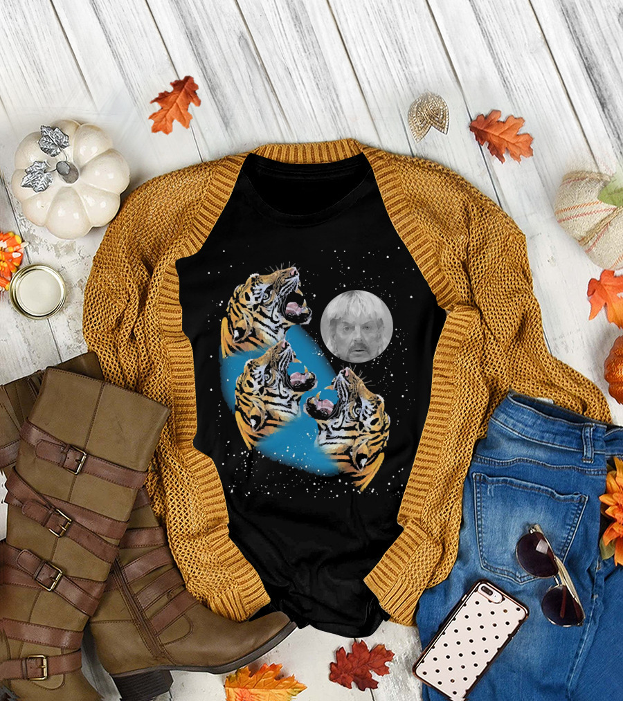 Joe Exotic Moon Three Tiger King Roaring Tiger Ladies T-Shirt