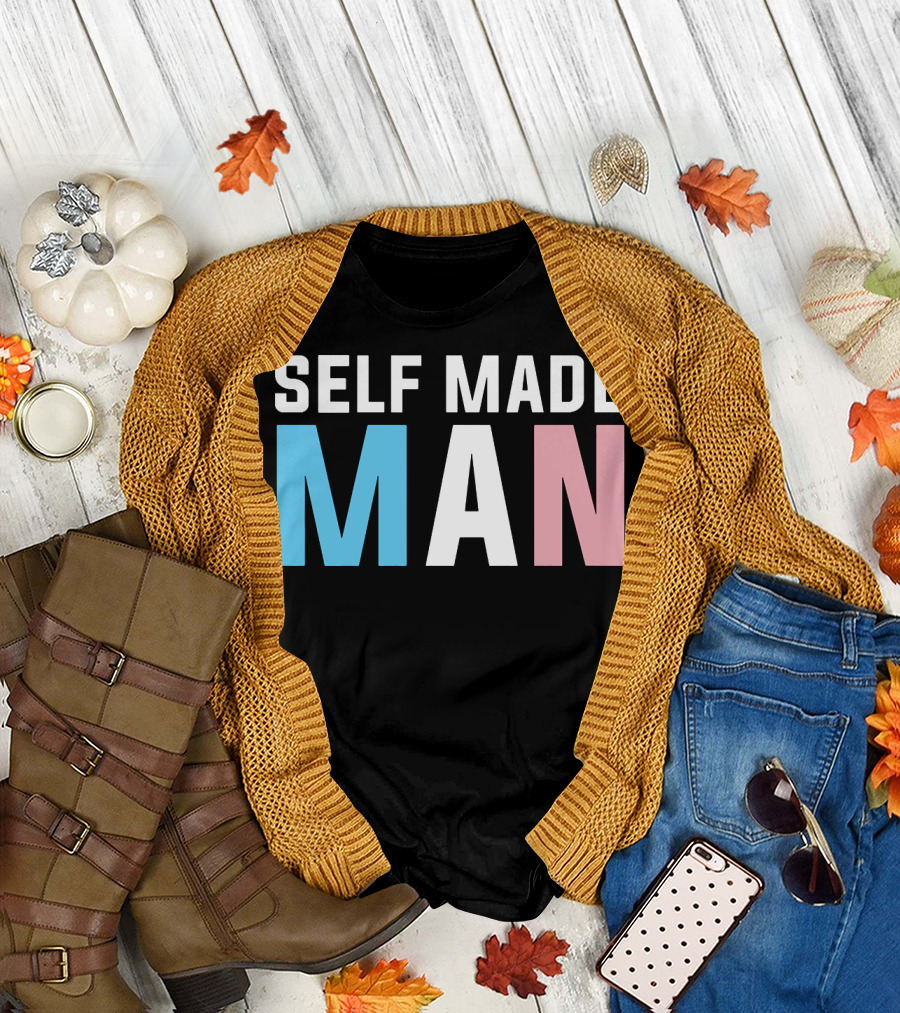 Self Made Man Transgender Pride Blue Pink White T-Shirt