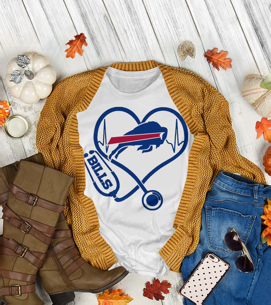 Buffalo Bills Stethoscope Heartbeat T-Shirt