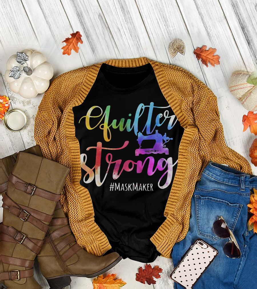 Quilter Strong MaskMaker Sewing Machine Rainbow T-Shirt