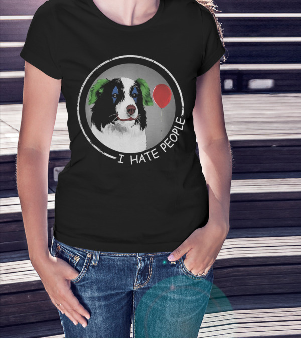 I Hate People Companion Dog With Red Balloon T-Shirt