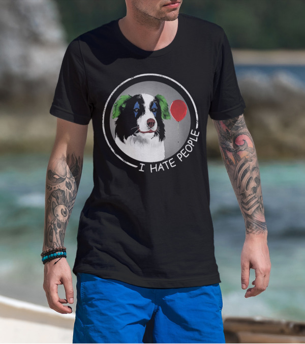 I Hate People Companion Dog With Red Balloon T-Shirt