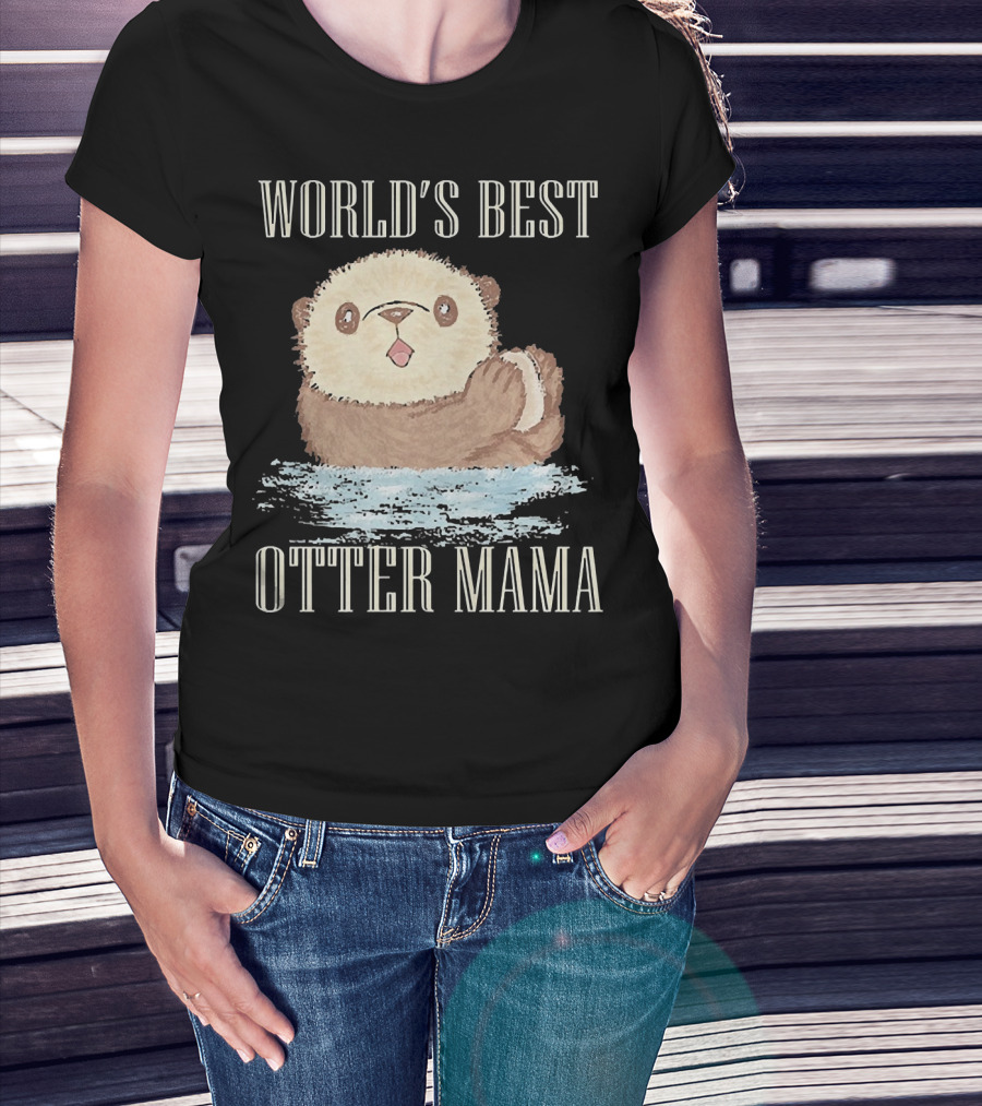 World's Best Otter Mama Cute Watercolor Otter T-Shirt