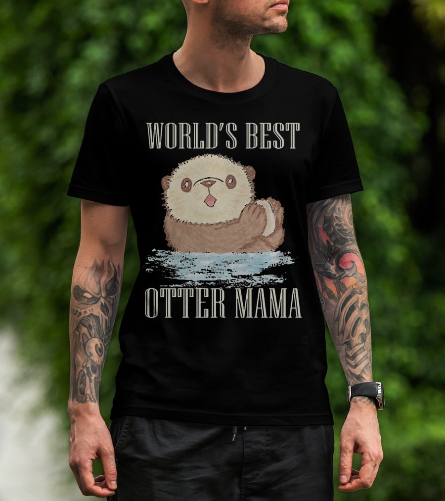 World's Best Otter Mama Cute Watercolor Otter T-Shirt