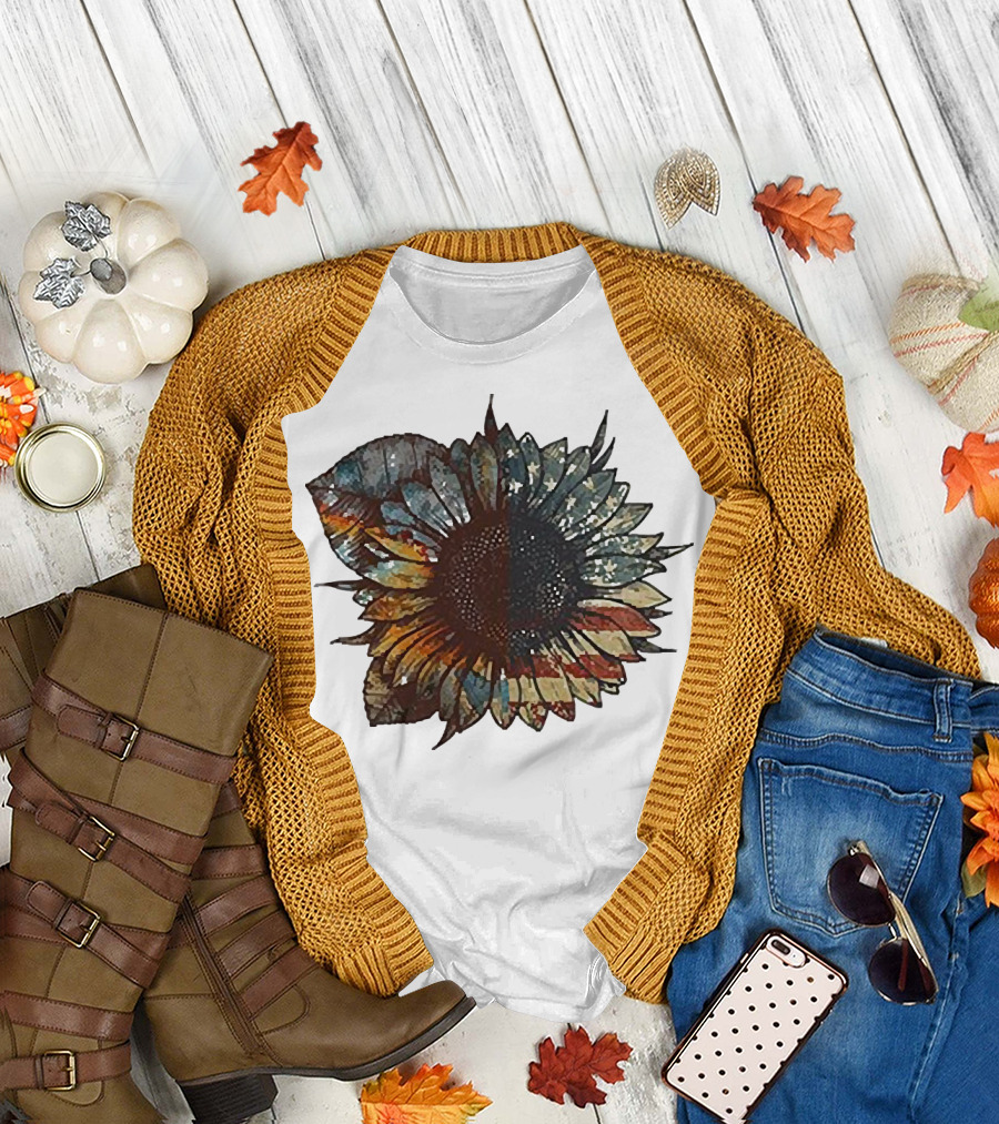 Sunflower American Flag T-Shirt