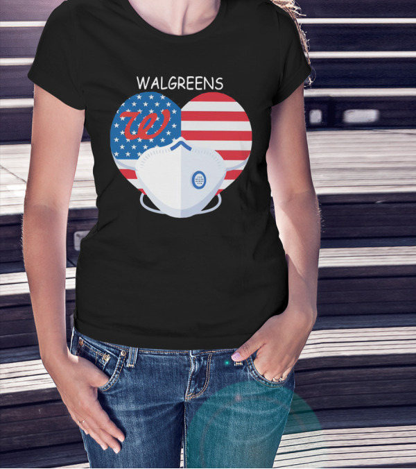 Walgreens Heart American Flag Face Mask T-Shirt