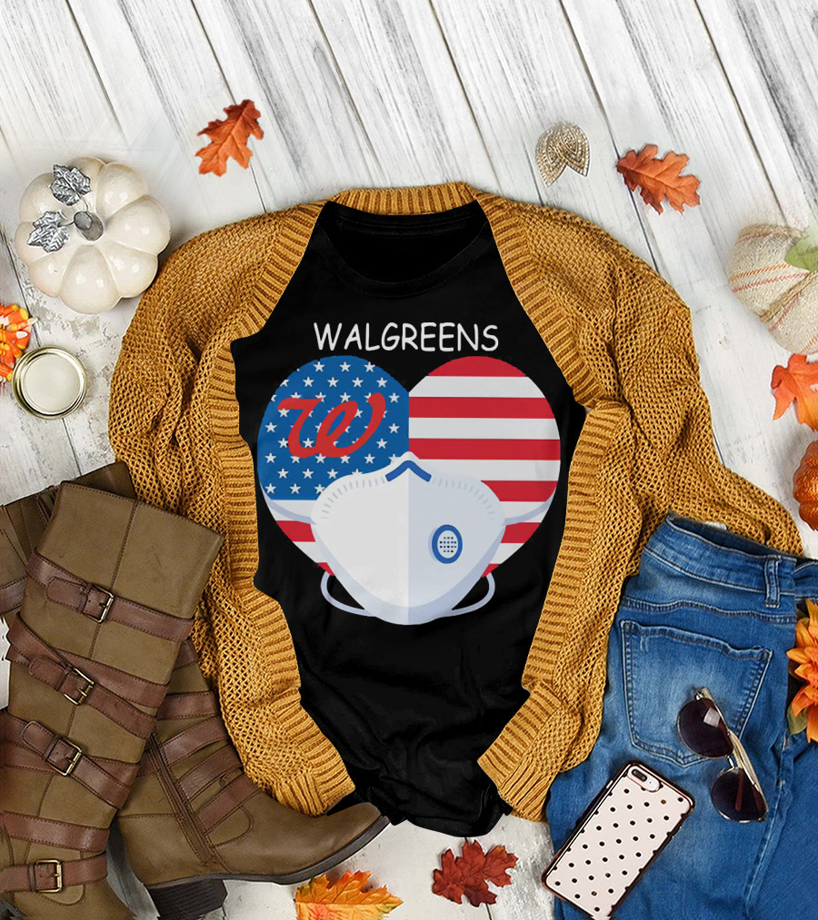 Walgreens Heart American Flag Face Mask T-Shirt