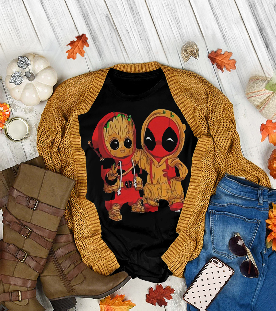 BABY GROOT AND BABY DEADPOOL HOODIE FRIENDS T-Shirt