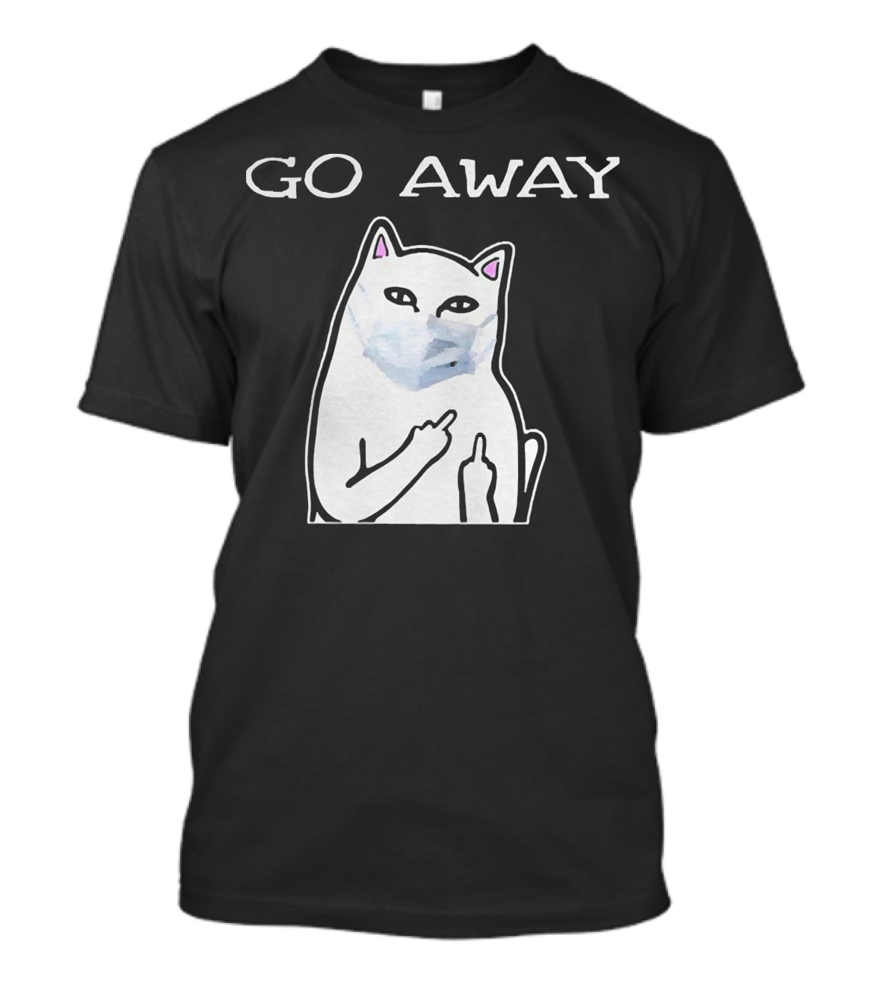 Go Away Cat White Mask T-Shirt