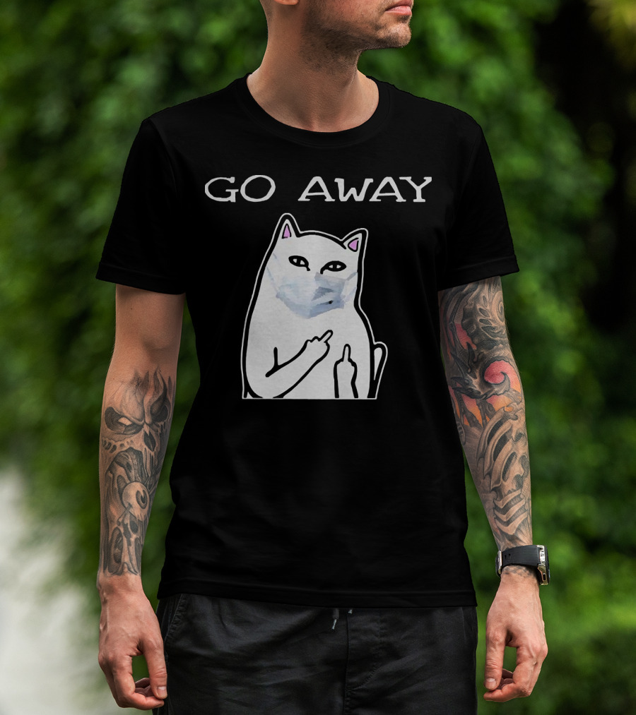 Go Away Cat White Mask T-Shirt