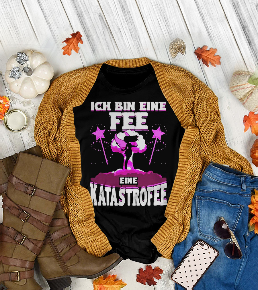 Ich Bin Eine Fee Eine Katastrophe Fee Katastrofee Explosion Silhouette Pink Stars T-Shirt