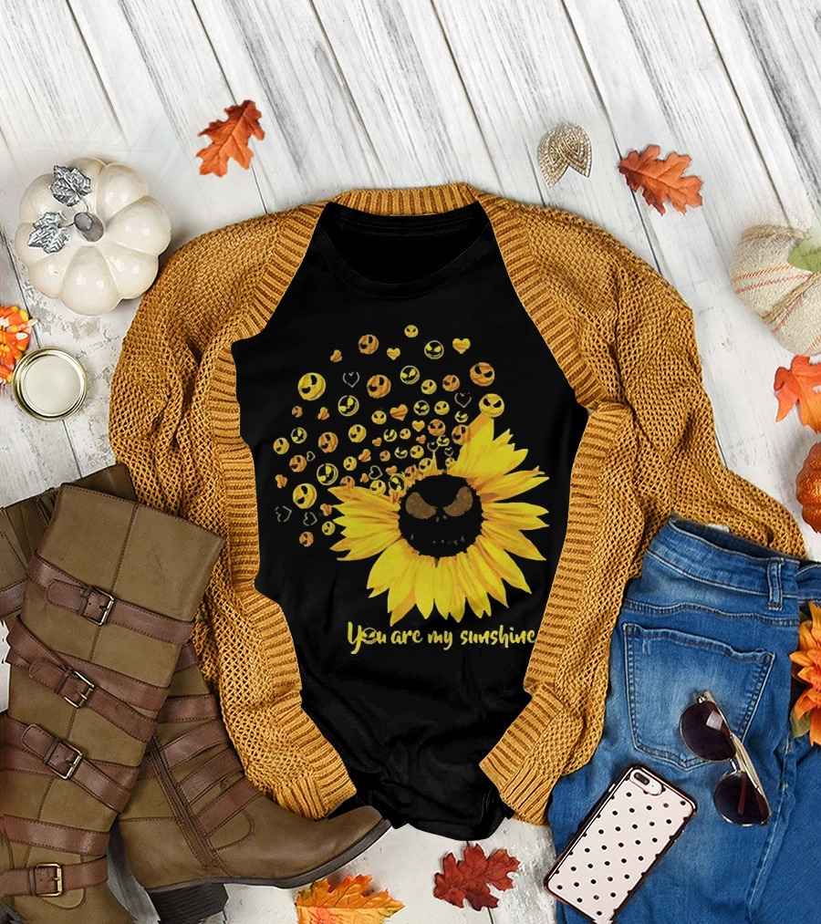 Jack Skellington Sunflower You Are My Sunshine Emojis T-Shirt