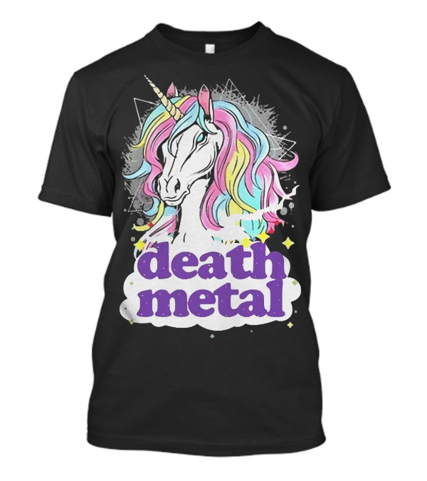 Unicorn Death Metal Rainbow Mane Fantasy T-Shirt