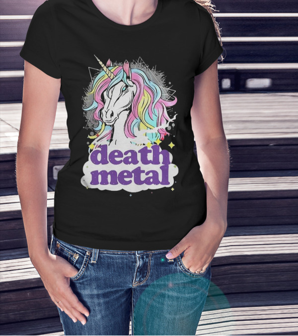 Unicorn Death Metal Rainbow Mane Fantasy T-Shirt