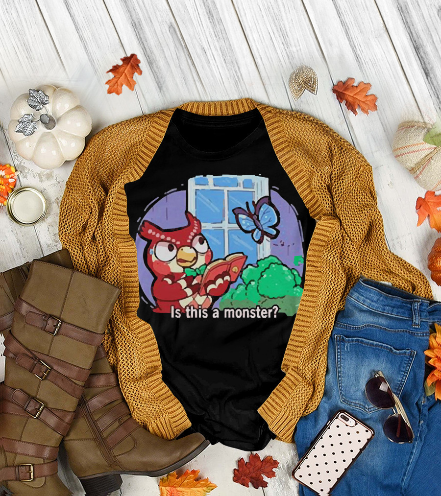 Owl Is This a Monster with Book and Butterfly by Window T-Shirt