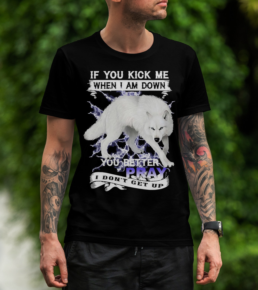 If You Kick Me When I Am Down You Better Pray I Don't Get Up Wolf T-Shirt