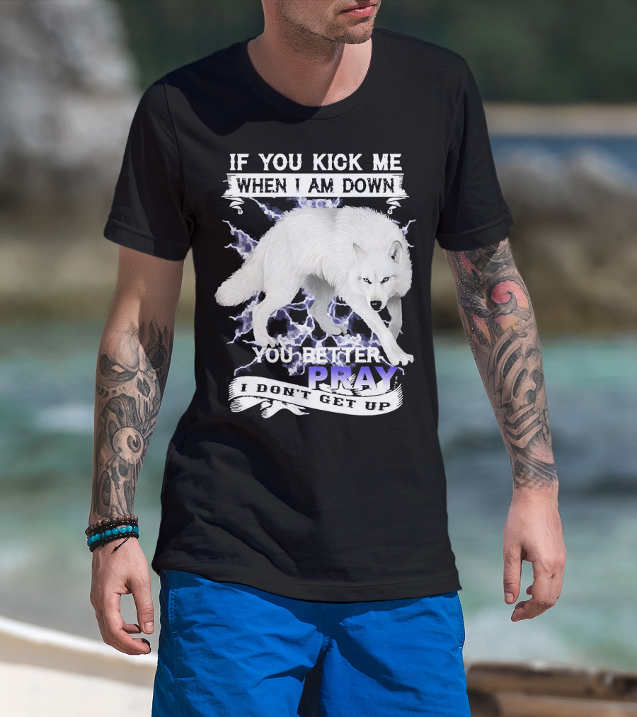 If You Kick Me When I Am Down You Better Pray I Don't Get Up Wolf T-Shirt