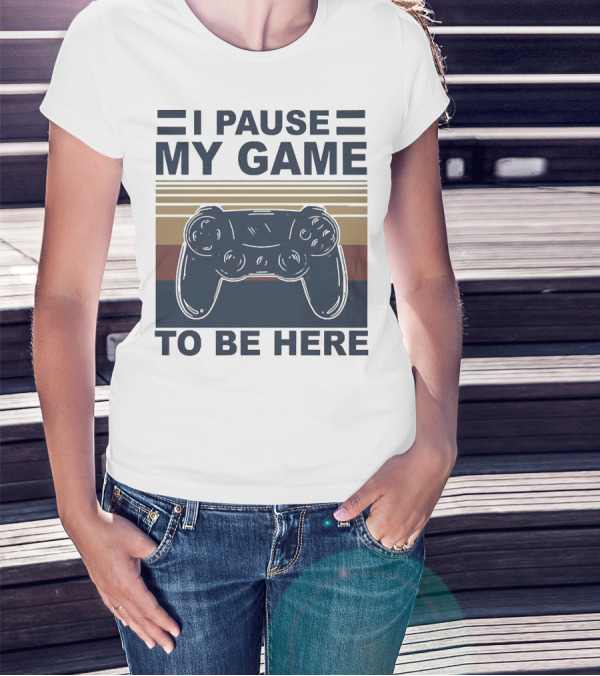 I Pause My Game To Be Here Game Controller Retro Stripe T-Shirt