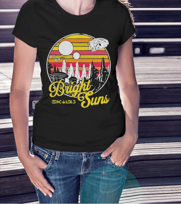 Bright Suns Star Wars Inspired Galactic Sunset Scene T-Shirt
