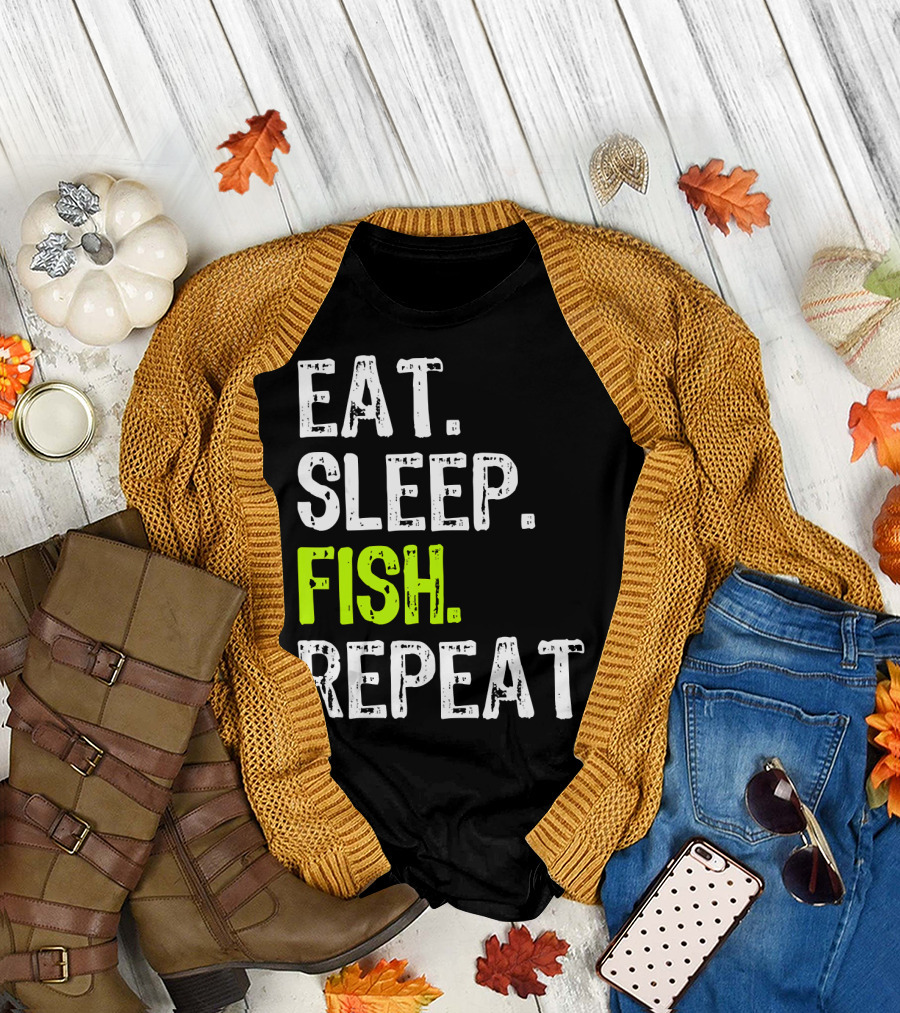 Eat Sleep Fish Repeat Funny Fishing 148 T-Shirt
