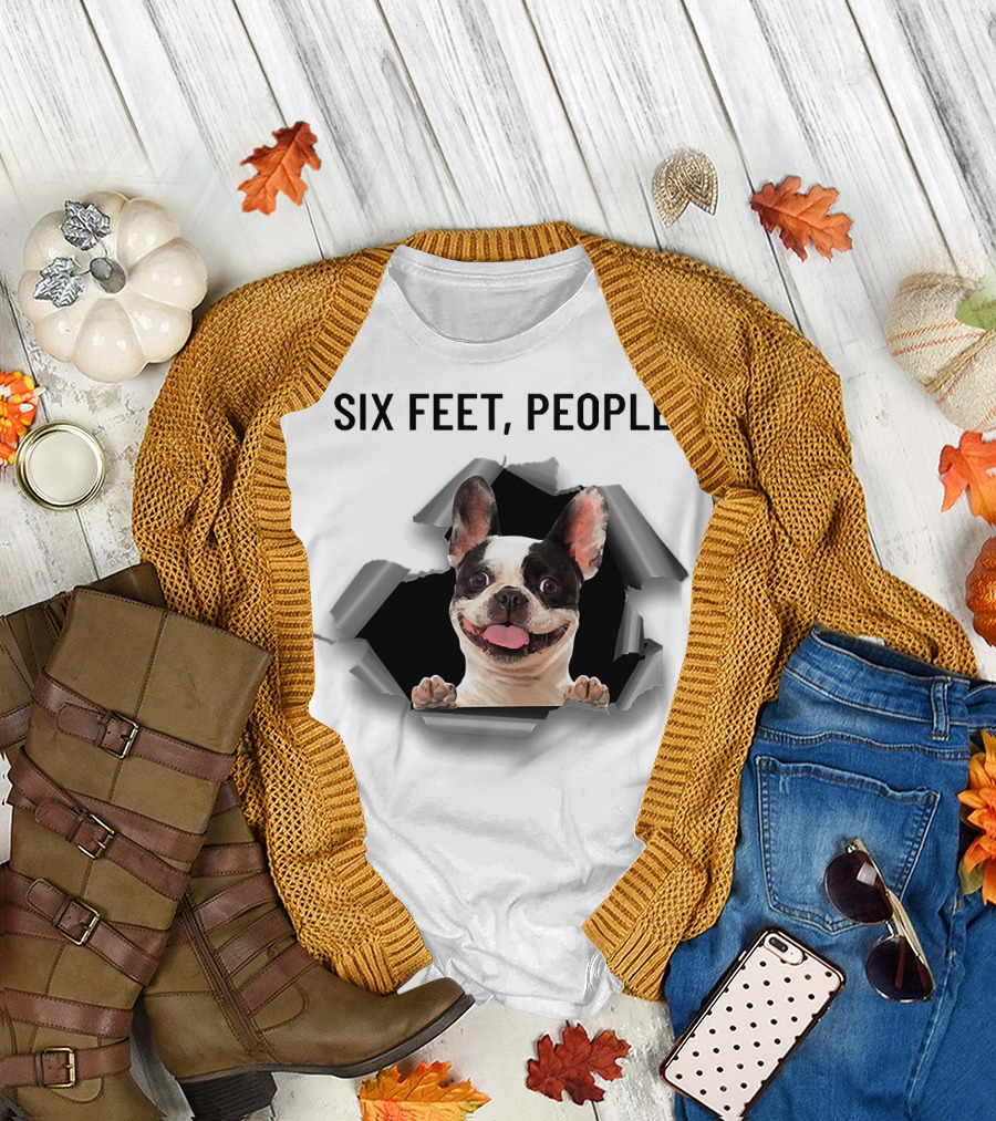 French Bulldog Breaking Through Six Feet People Ripper T-Shirt