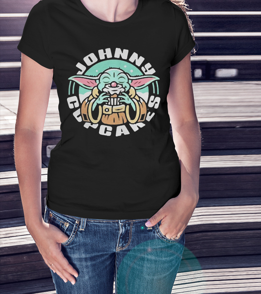 Johnny Cupcakes Baby Yoda Enjoying Cupcake T-Shirt