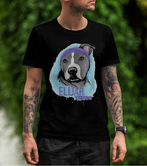 Elijah Strong Watercolor Dog Portrait In Purple Bandana T-Shirt