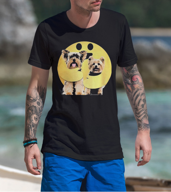 Iconic Hugging Emoji With Yorkie Dogs T-Shirt