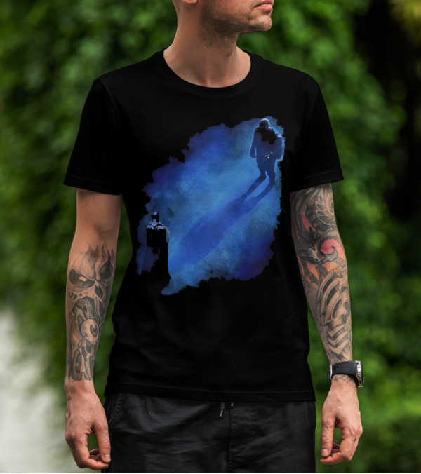 Batman Versus Thanos Blue Shadow Showdown T-Shirt
