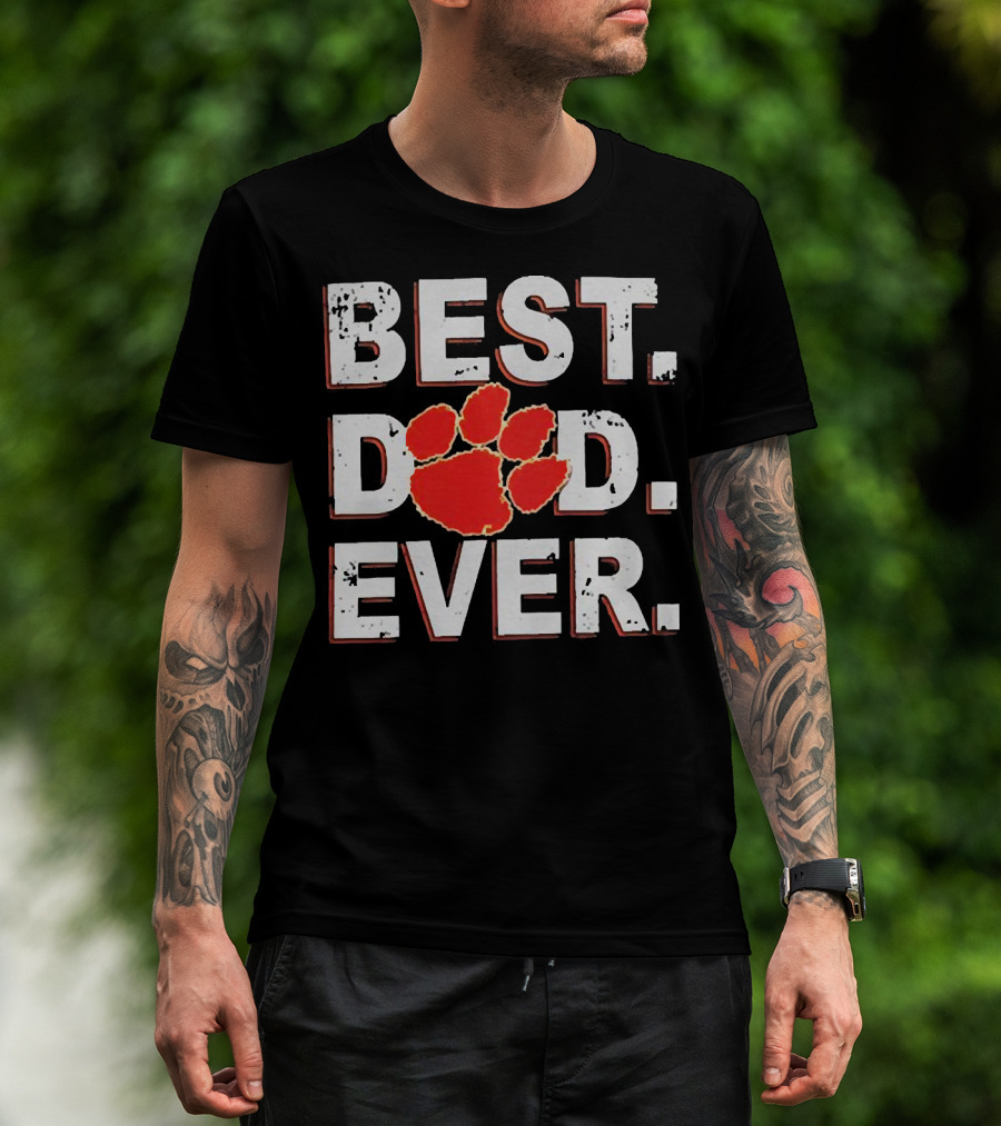 Best Dad Ever Clemson Paw Prints T-Shirt