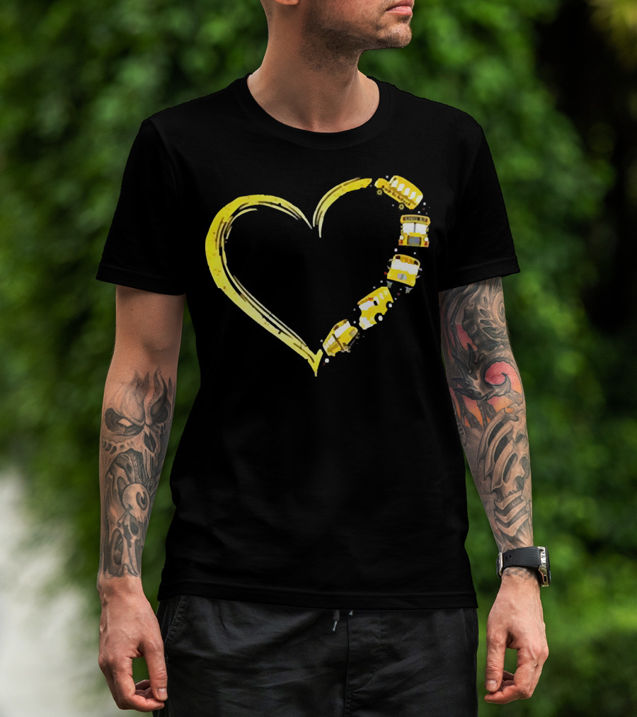 Heart-Shaped Yellow School Bus Journey Love Back To School T-Shirt