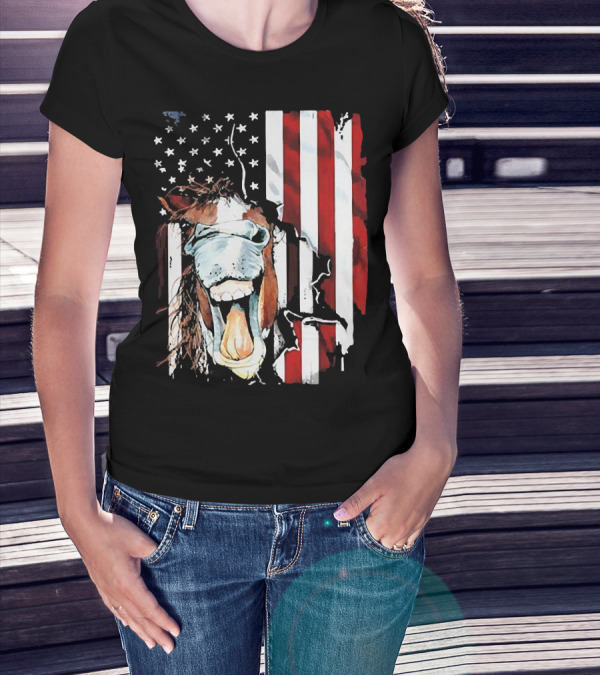 Horse Face American Flag Heritage T-Shirt