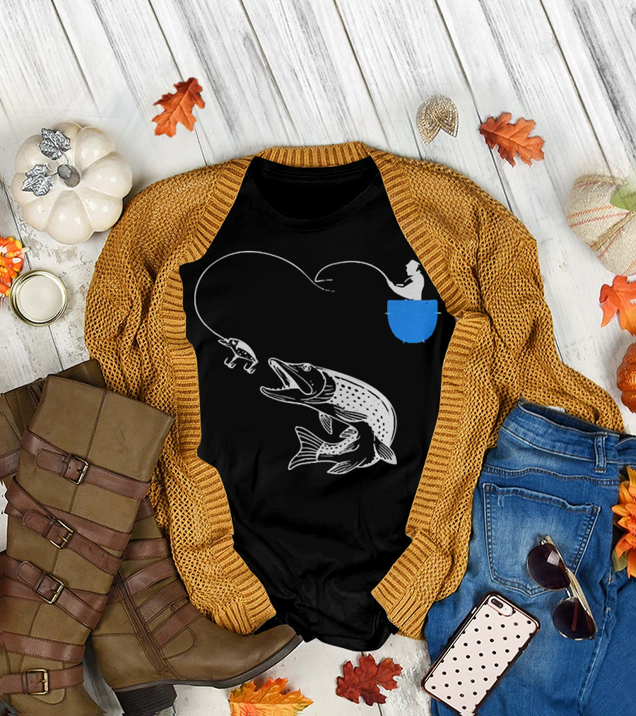 Fishing from the Pocket with a Giant Fish T-Shirt