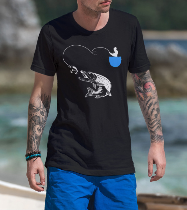 Fishing From The Pocket With A Giant Fish T-Shirt