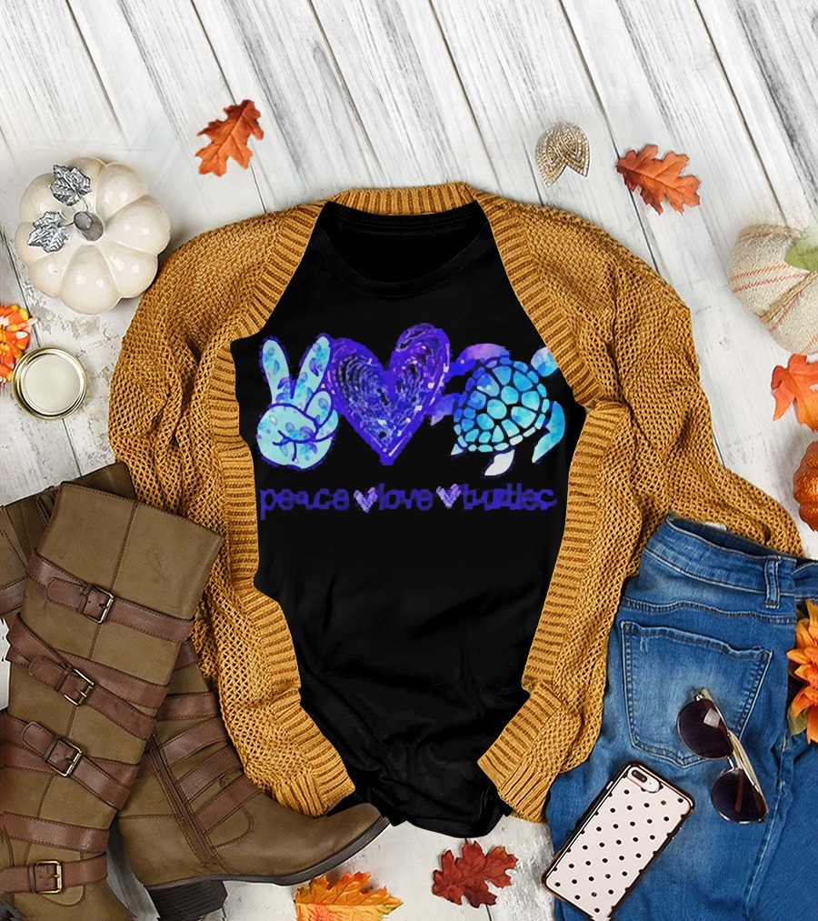 Peace Love Turtles Blue Tie-Dye T-Shirt