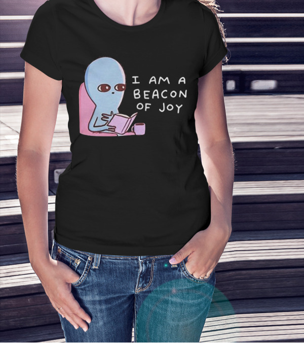 Strange Planet I Am A Beacon Of Joy Alien Reading Book With Coffee T-Shirt