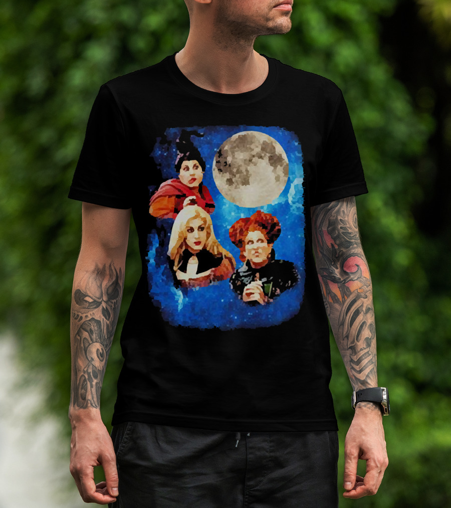 Three Hocus Pocus Moon Sanderson Sisters Night Sky T-Shirt