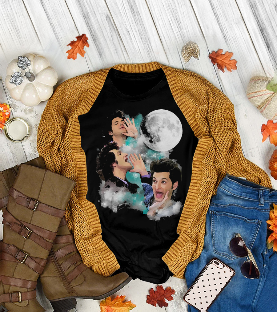 Three Jean Ralphio Full Moon Howling Clouds Faces T-Shirt