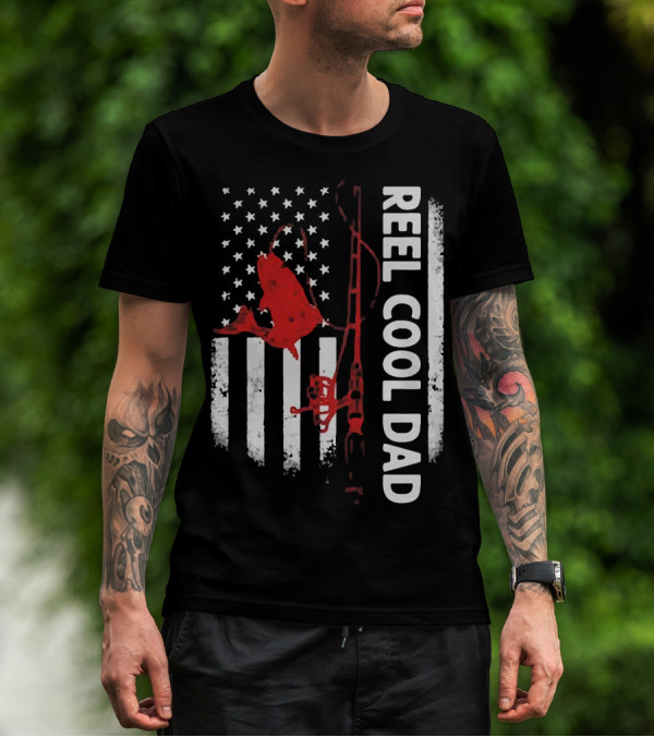 Reel Cool Dad American Flag Fishing Veteran T-Shirt