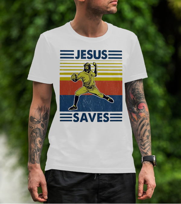Jesus Saves Baseball Pitcher T-Shirt