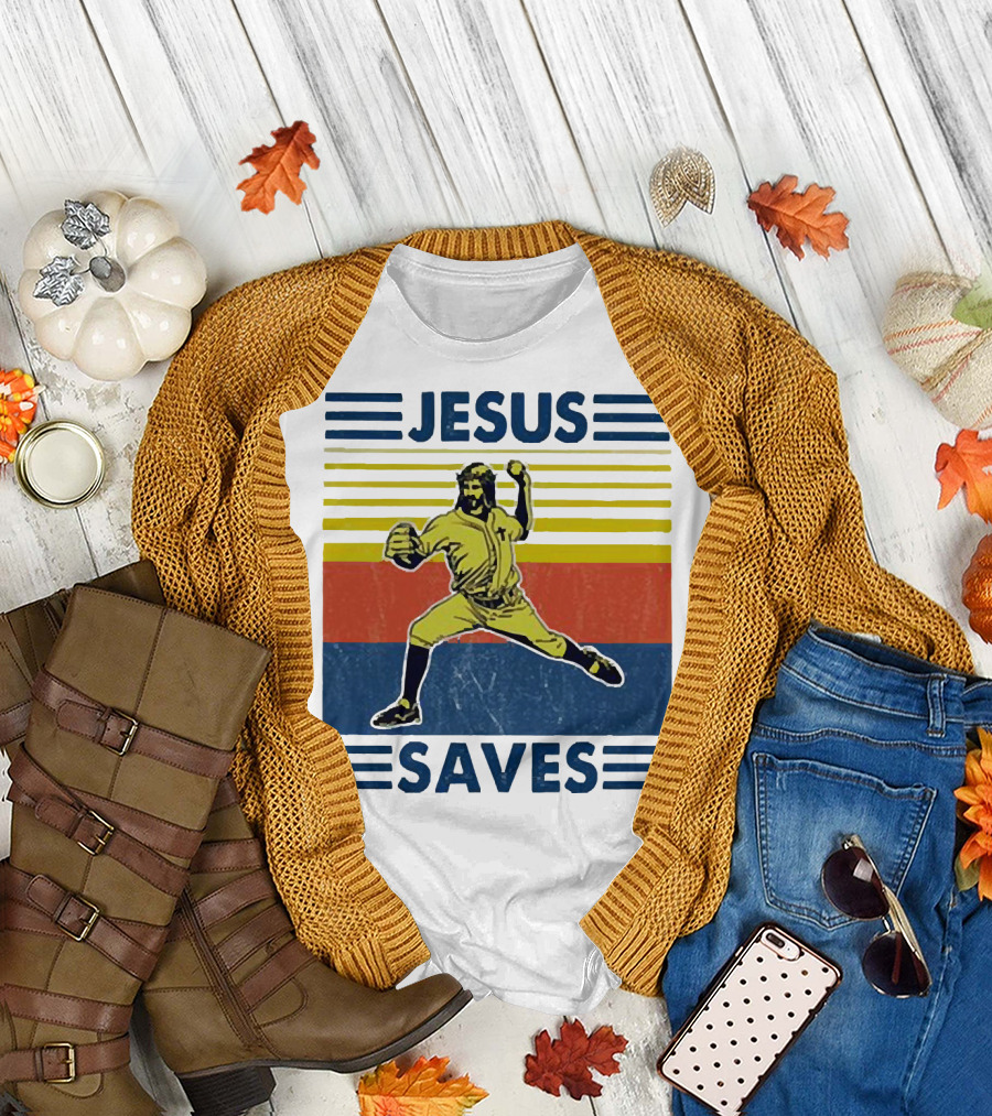 Jesus Saves Baseball Pitcher T-Shirt