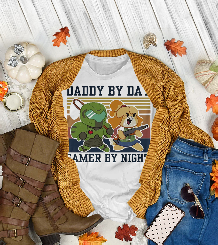 Daddy By Day Gamer By Night Doomguy Isabelle Crossover T-Shirt